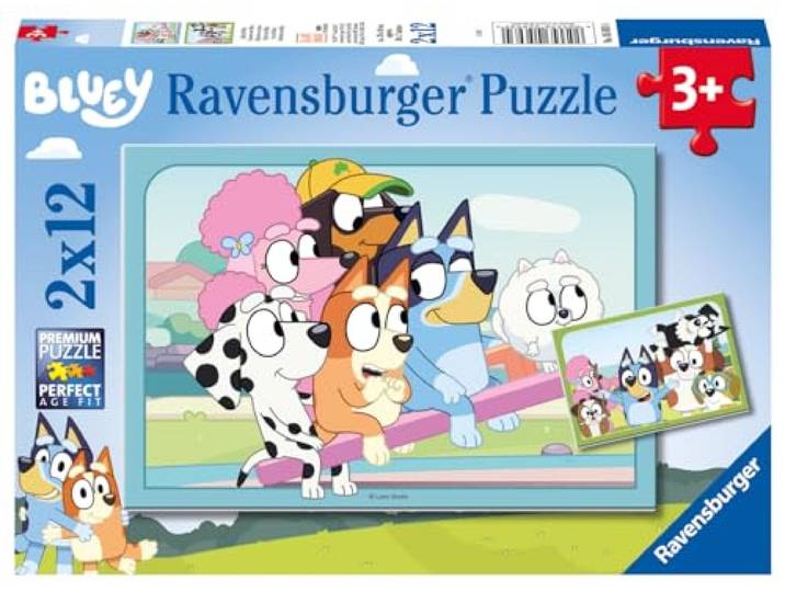 Ravensburger kinderpuzzel 05693 - leuk met Bluey - puzzel Bluey van 2x12 stukjes, paascadeaus voor kinderen vanaf 3 jaar