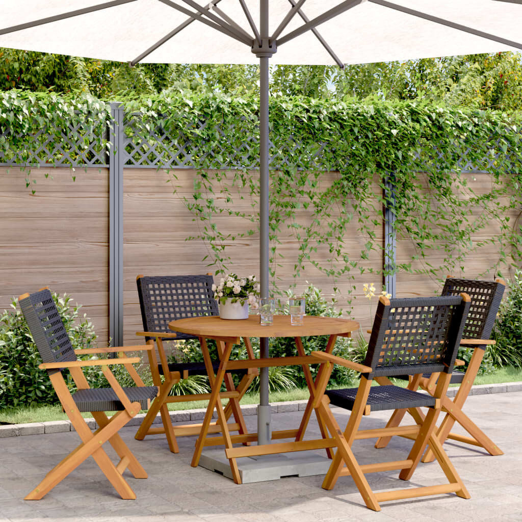 Brambly Cottage 5 Piece Garden Dining Set Poly Rattan And Solid Wood Black 4