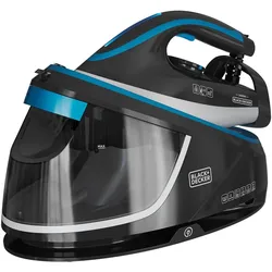 Black & Decker Black+Decker Dampfgenerator BXSS2401E (2400W), Bügeleisen, Schwarz, Weiss, Blau