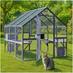 Wiltec Freilaufgehege Katzen 210x187x187cm Katzenfreigehege Holz Aussengehege, Gehege