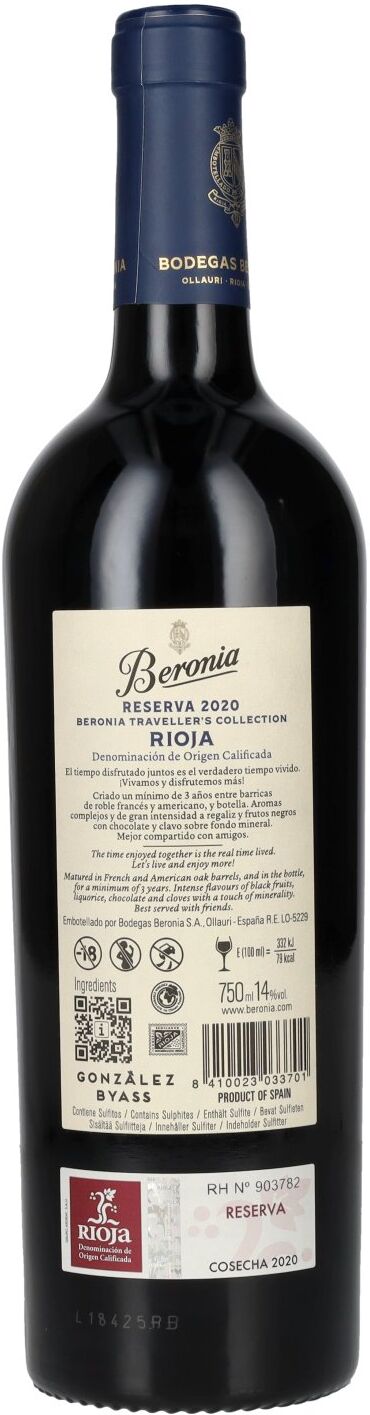 Beronia Reserva Traveller's Collection Rioja DOC 2020 14% Vol. 0,75l