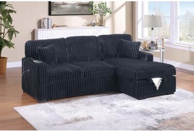 Esofastore Black Finish 2pc Convertible Sectional Accent Pillow USB Port