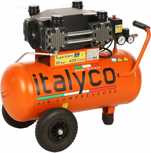 Italyco KP 50/3 OL - Compresseur d'air électrique monophasé silencieux - Oil-less - Moteur 3 CV - 50 l