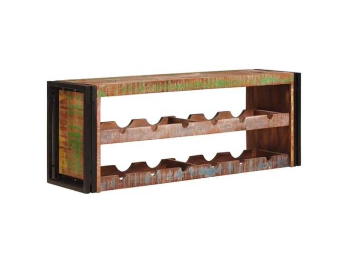 XHNIFBN Weinregal Wandmontage Massives Altholz Braun 120x45x33 cm Rustikaler Flaschenhalter aus Holz und Eisen für Küche und Esszimmer. Stilvolle Präsentation Ihrer Weinsammlung.