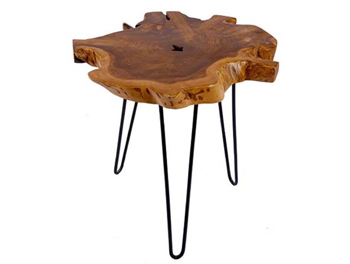 Invicta Interior Beistelltisch WILD - 50x50cm - Natur - Teakholz Metall Hairpin Legs, Metallgestell, Beine: schwarz, Unikat, individuelle Maserung, Als Couchtisch oder Nachttisch nutzbar