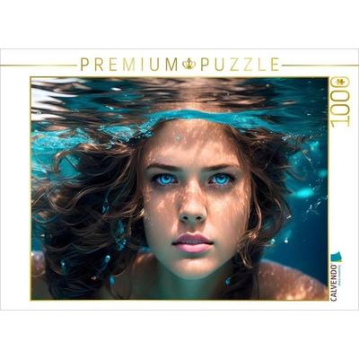 CALVENDO Puzzle Nixe mit stahlblauen Augen unter Wasser | 1000 Teile Lege-Größe 64x48cm Foto-Puzzle für glückliche Stunden