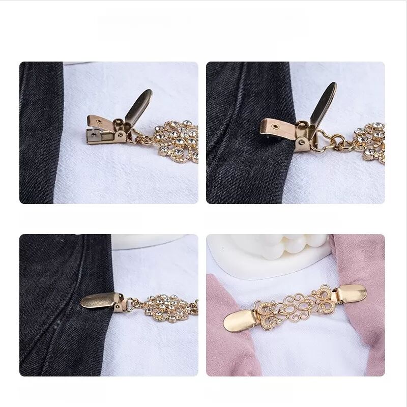 INF Clip Vintage pour Châle - Fermoir Antidérapant pour Gilets et Écharpes Argent