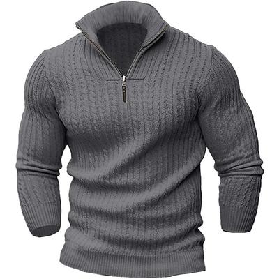Herren Pullover Pullover mit Viertelreißverschluss Gestricktes Oberteil Gerippt Stricken Standard Strick Viertel Postleitzahl Glatt Viertel Postleitzahl warm halten Moderne zeitgenössische