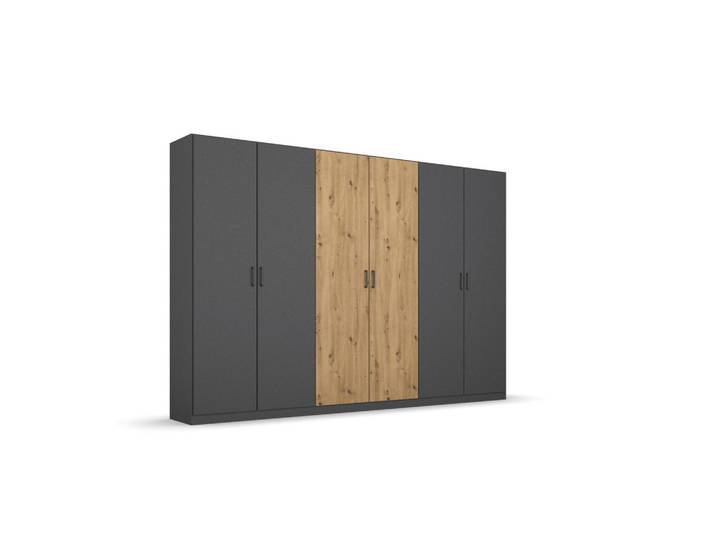 Rauch Möbel Drehtürenschrank, Grau, Eiche Artisan, Holzwerkstoff, 3 Fächer, 271x210x54 cm, Schlafzimmer, Komplette Schlafzimmer und Serien, Schlafzimmerserie