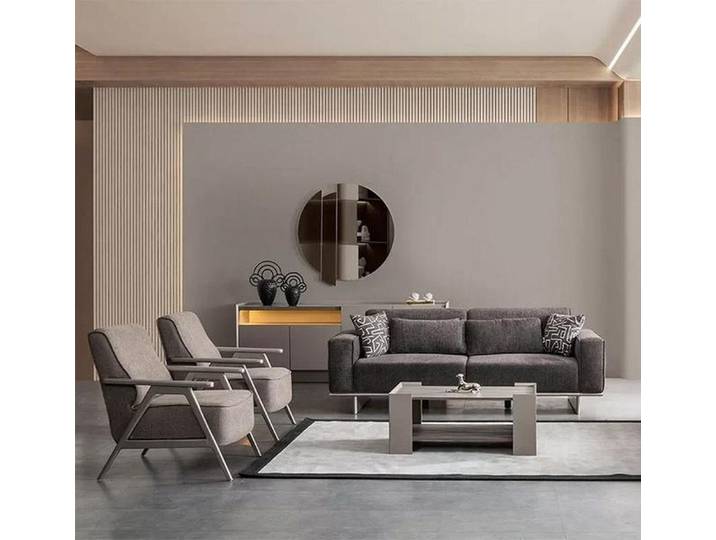 Xlmoebel Polstergarnitur Grau Taupe 3tlg Sitzgarnitur Textilsofa Stoffsofa, (Sitzgarnitur, 3-tlg., 3-tlg. Sitzgarnitur), Made in Europa