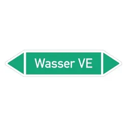 Aufkleber I RKZ-Etikett Wasser VE,DIN 2403,grün/weiß,ab Ø 90mm,440x100mm,2/Bogen