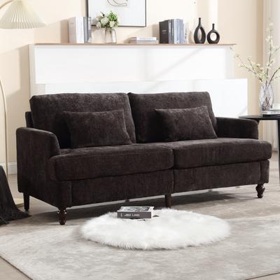 HOMEFUN Chenille Upholstered Mid Century Modern Wood Frame Loveseat for Living Room