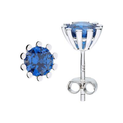 Paar Ohrstecker JOBO "Ohrringe mit Spinell blau 8 mm", blau (silber 925, blau), Ohrringe, Damen, 8,2mm, Silber 925 (Sterlingsilber), 925 Silber rhodiniert oder vergoldet