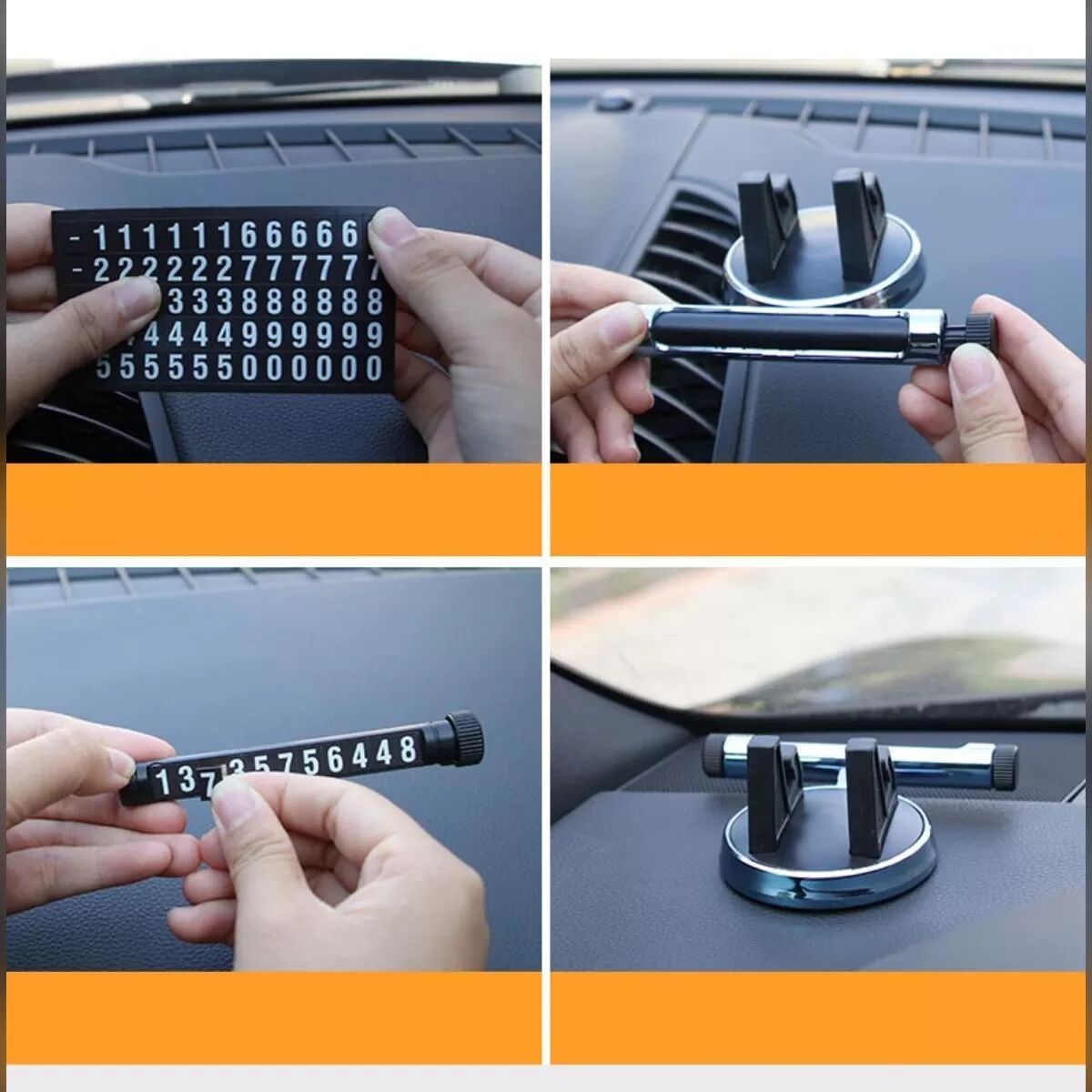 INF Multifunktionaler Nummernschild-Handyhalter – 360° drehbar, versteckbare Nummernanzeige, ASB+Silikon, hitzebeständig Gold