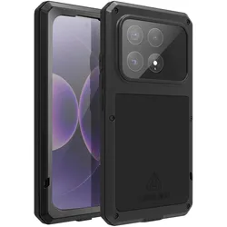 Love Mei Rundum-Schutzhülle für Xiaomi 17 aus Metall Stossfest mit Gehärtetem Glas (Xiaomi 17), Smartphone Hülle, Schwarz
