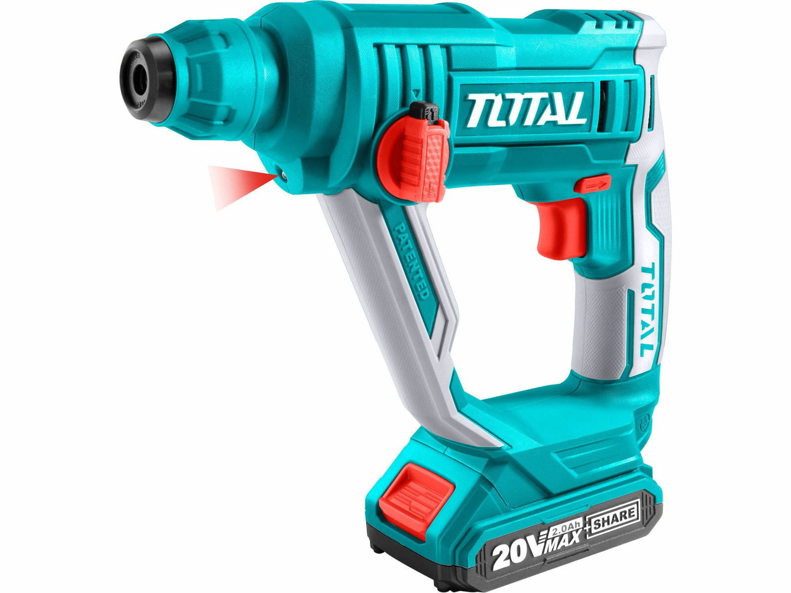 Total TRHLI1601 accuboormachine, 20V Li-ion, 2000mAh, SDS plus, 1.5J, zonder batterij en oplader