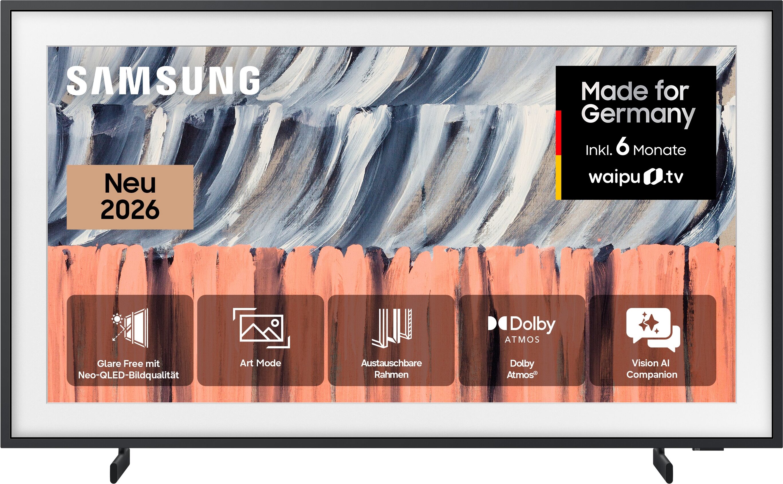 Samsung QLED-Fernseher "GQ43LS03HEUXZG", Energieeffizienz: F, schwarz, 43 ″, Fernseher, The Frame, Art Mode Kunstwerke, Antireflexion, Rahmen austauschbar, QLED-Fernseher