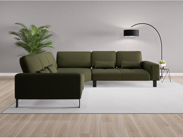 Ecksofa Tokio Nr. 2 - Grün (Waldgrün) - Feiner Mikrofaserstoff