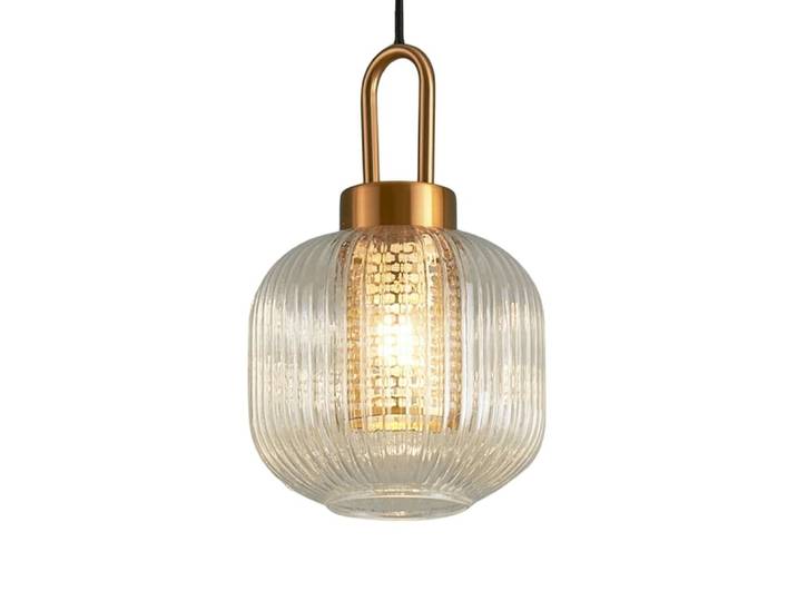 Suspension en verre doré / laiton 20 cm