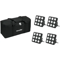 Eurolite Set 4x LED Party Panel RGB+UV + Soft-Bag (4 W, LED), Scheinwerfer, Mehrfarbig
