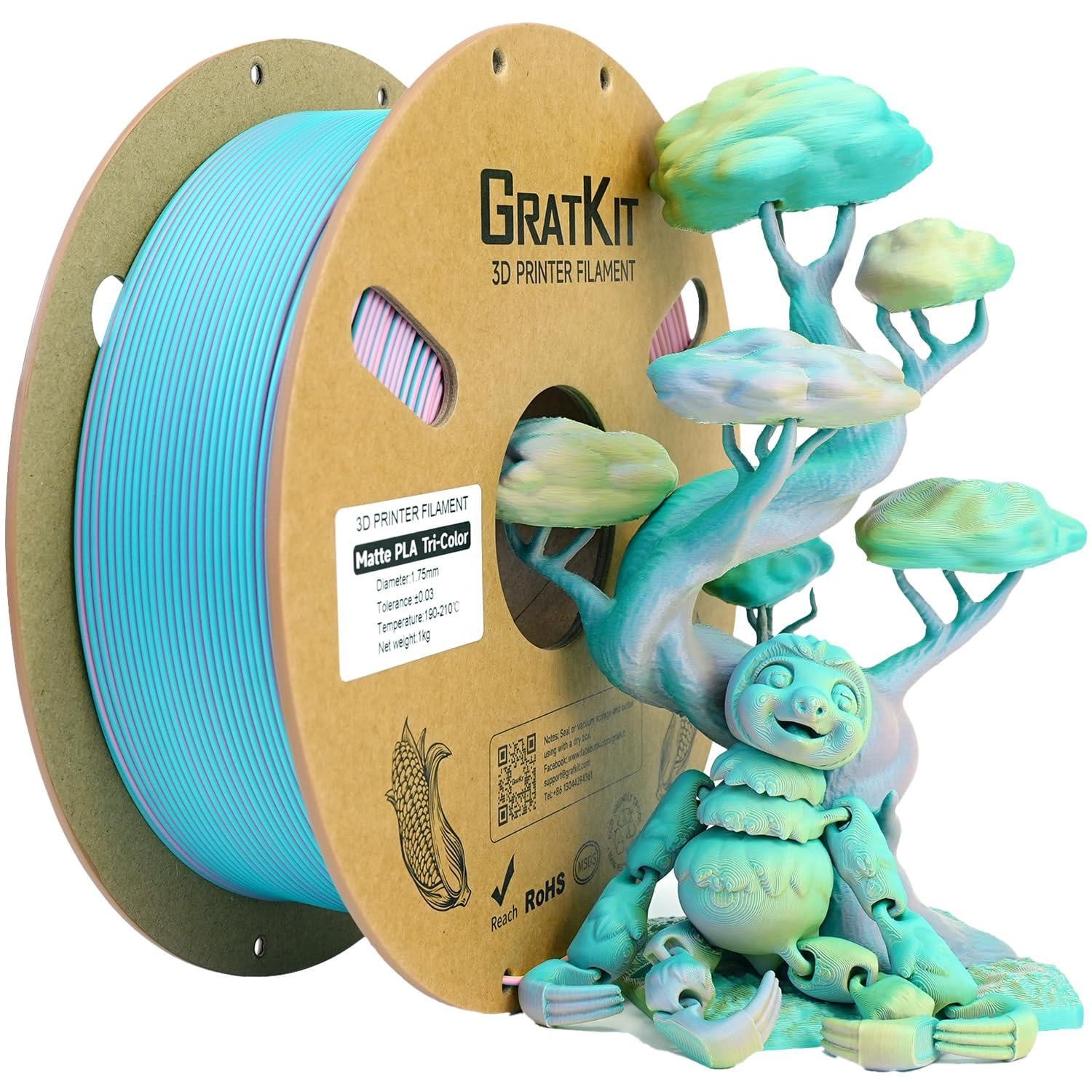Selius Matte Tricolor PLA Filament 1,75mm 1KG Spool Roze Blauw Geel