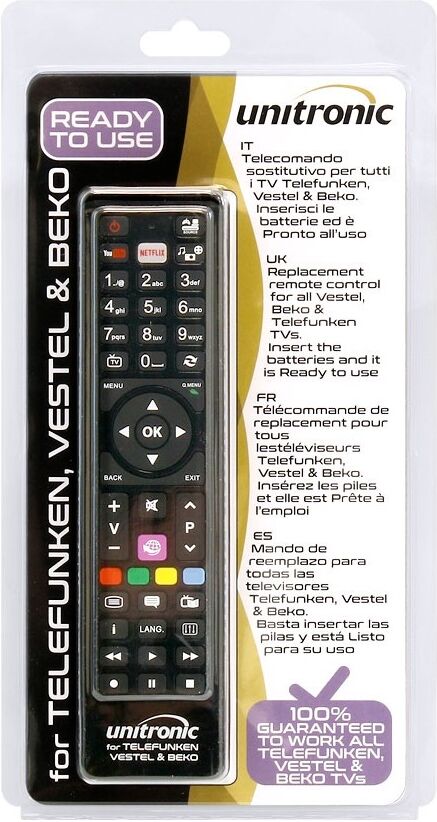 Comando Universal Dedicado p/ TVs LCD TELEFUNKEN, VESTEL e BEKO - UNITRONIC