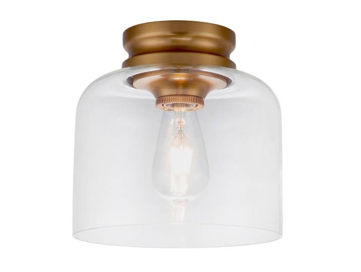 Plafonnier en acier verre clair laiton bruni