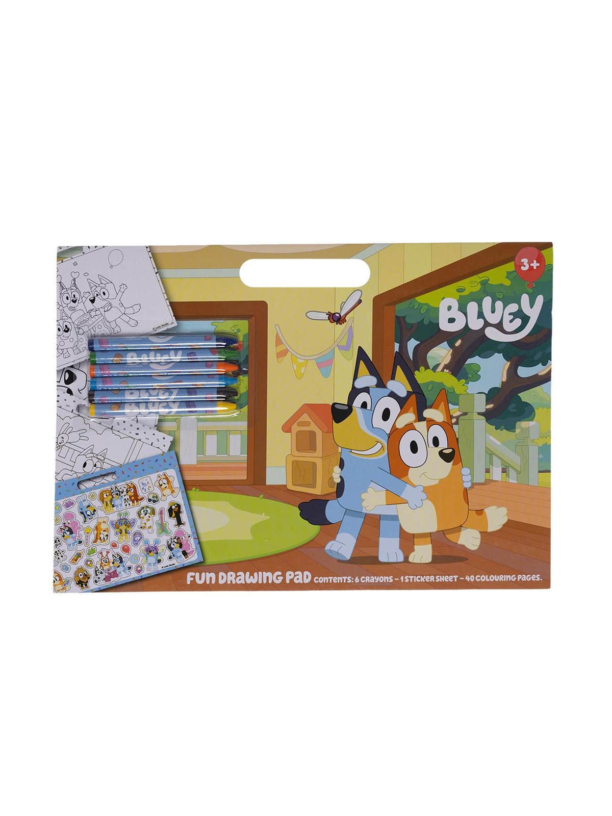 Bluey BLUEY A4-Malblock mit 6 Buntstiften und Stickern