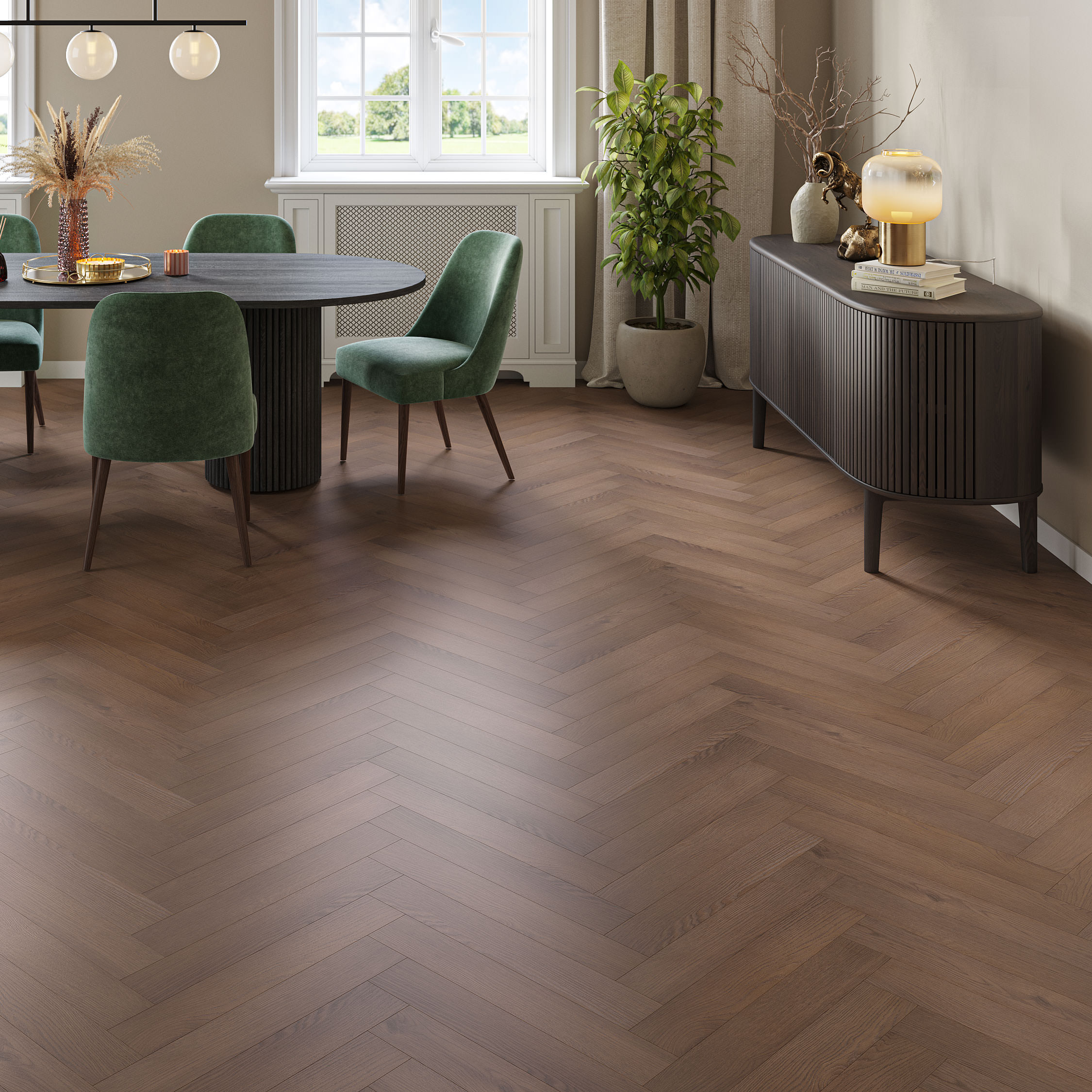 Luxury Flooring 18.99m² - Ritz 8mm Chelsea Oak Herringbone Laminate Flooring - Water Resistant
