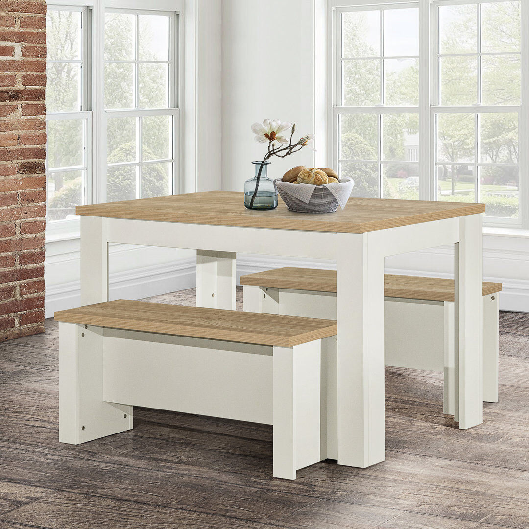 August Grove Napanoch 4 -Person Dining Set Cream 4