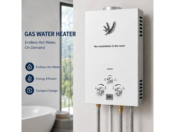 Chauffe-eau au gaz de pétrole liquéfié VEVOR 6L 8L 10L 12L 16L 18L, chauffe-eau au propane et au butane blanc