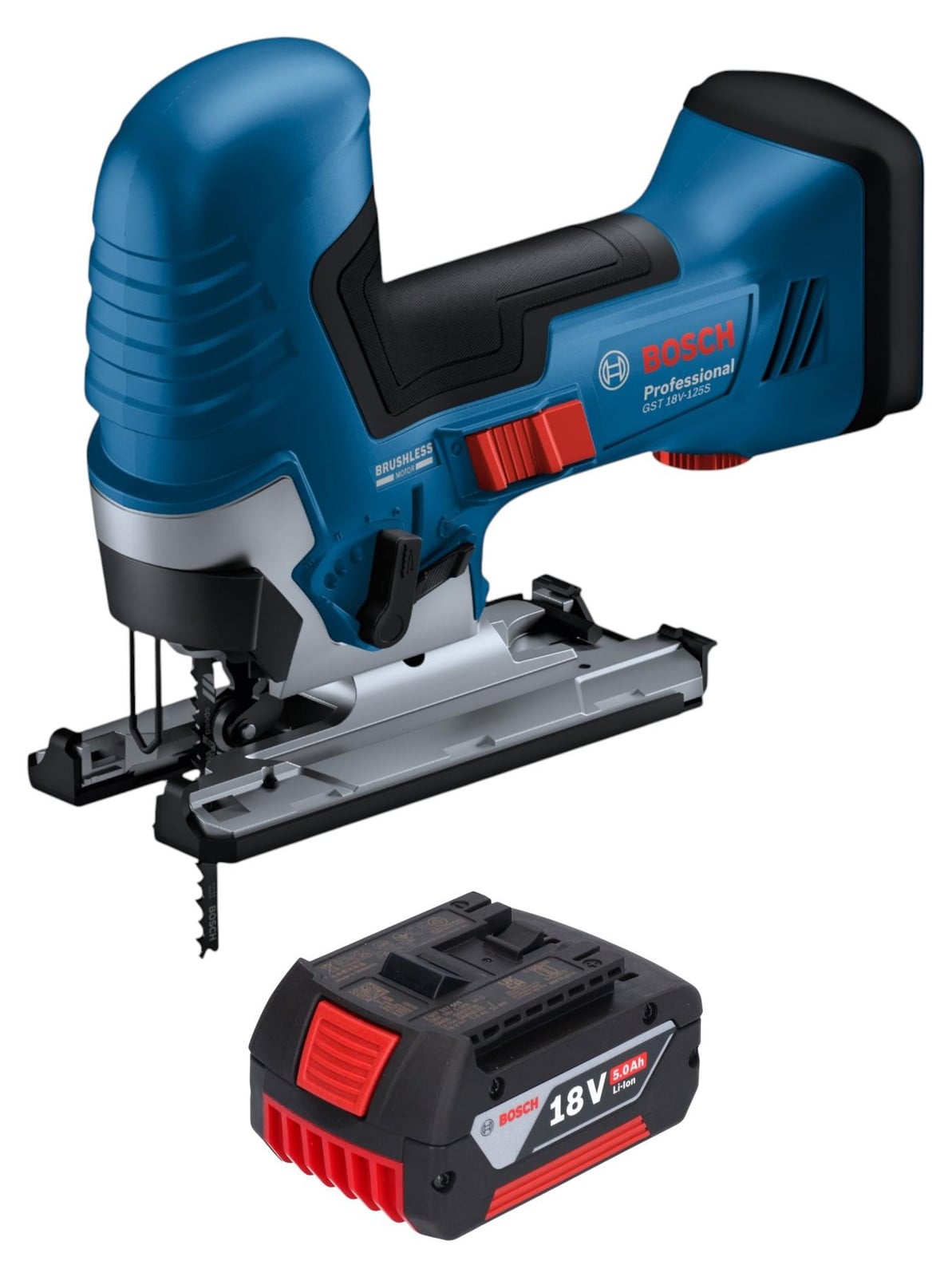 Bosch GST 18V-125 S Professionele accudecoupeerzaag 18 V 125 mm borstelloos met 1x 5.0 Ah accu
