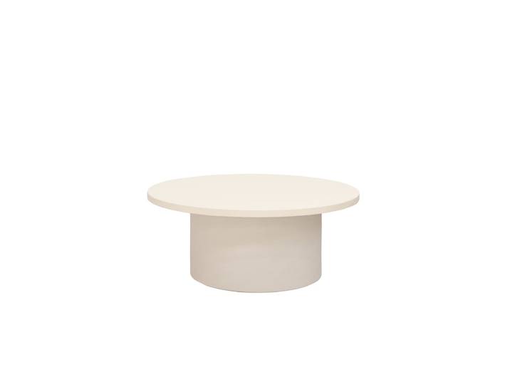 Table basse ronde en microciment de ton blanc cassé 50x60cm
