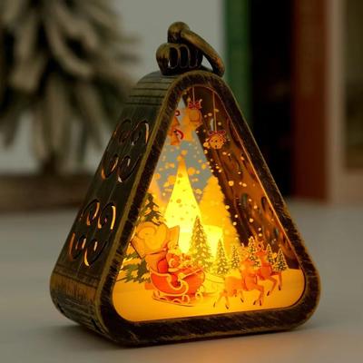 Inspired Finds FestiveGlow LED Triangle Lantern Santa & Snowman Christmas Table Lamp acs029