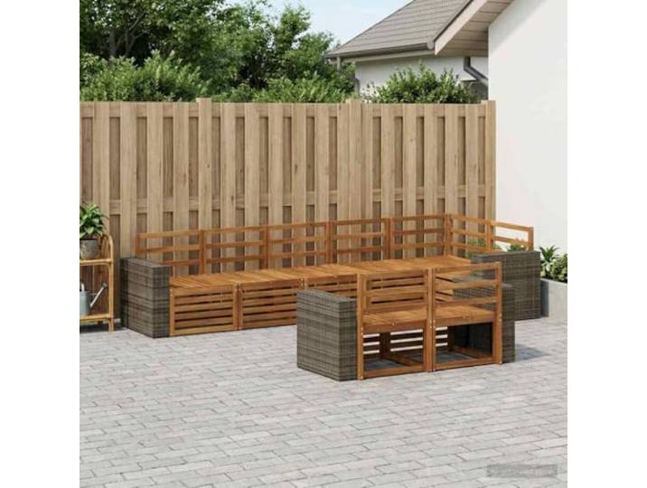 HFMDRMU Outdoor-Möbelset aus massivem Akazienholz, modulares Sofa für Garten und Terrasse, wetterfest mit lackierter Oberfläche, flexibel anordbar für gesellige Runden