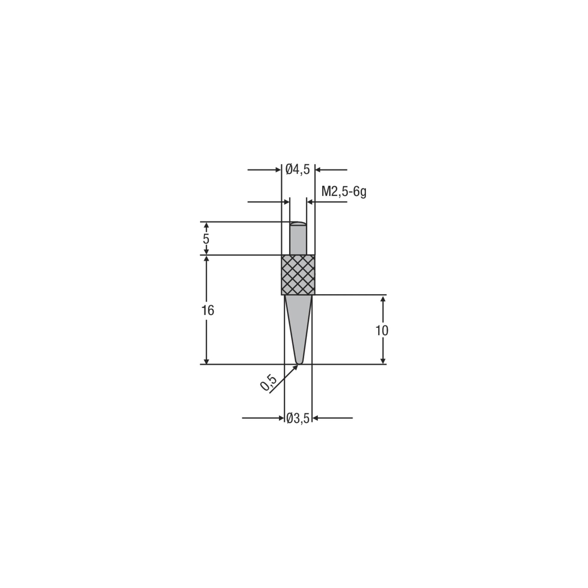 Helios-Preisser Messeinsatz M2,5mm Spitze Radius 0,5 mm (0710166)