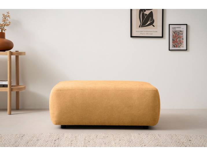 Polsterhocker HOME AFFAIRE Torge, Hocker in Cord, Samtvelours oder Struktur , gelb (honiggelb), B:100cm H:42cm T:68cm, 100% Polyester, Hocker, Polsterhocker, passend zur Serie Torge, rechteckig, bequemer Sitzkomfort
