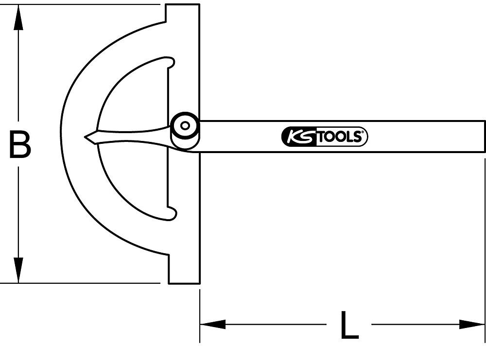 Winkelgradmesser, mit offenen Bogen, LxB 800 x 420 mm KS Tools