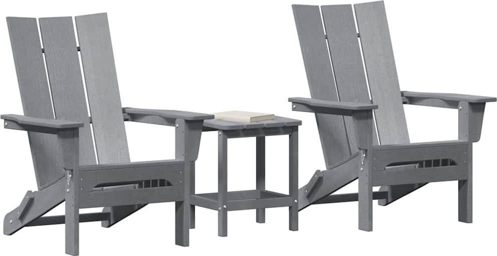 vidaXL Gartenstuhl 3 stk. Hellgrau Polyethylen