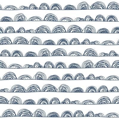 RoomMates White & Indigo Doodle Scallop Peel and Stick Wallpaper