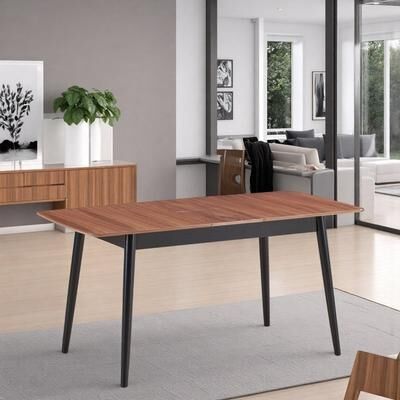 ZWYO HOSIMU "63"" Extendable Rectangular Dining Table, Natural Butterfly Leaf Kitchen Table with Turned Legs for 4-6"
