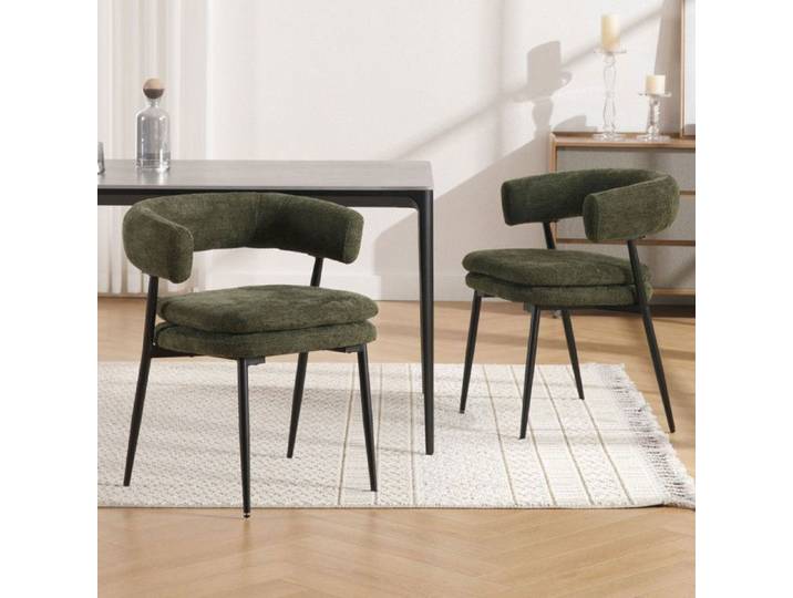 Wahson Chaise de Salle à Manger Lot de 2 Chaise en Chenille Chaise de Salon Confortable et Moderne pour Cuisine et Maison Vert