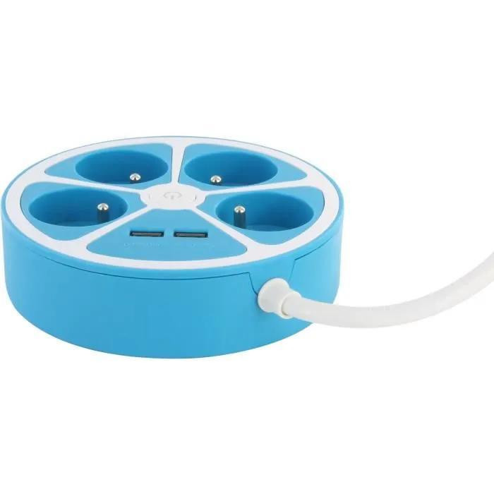 CHACON stekkerdoos rond, 4 x 16 A, 1,5 meter kabel, blauw
