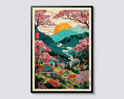 Inspire Picks Hokusai Wave & Mount Fuji Canvas Print Japanese Landscape Wall Decor 14 50x70cm Unframed