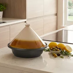 Traditionelle Tagine (Tajine) mit Deckel aus Keramik, 2,5 l, Ø 30 cm: Für schonendes Schmoren & aromatische Gerichte, marokkanische Küche