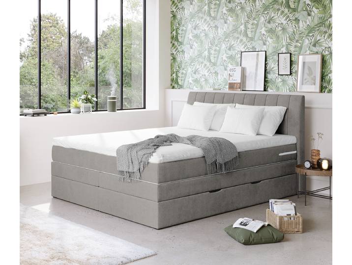 Boxspringbett 160 x 200cm Microfaser Aleka Grau