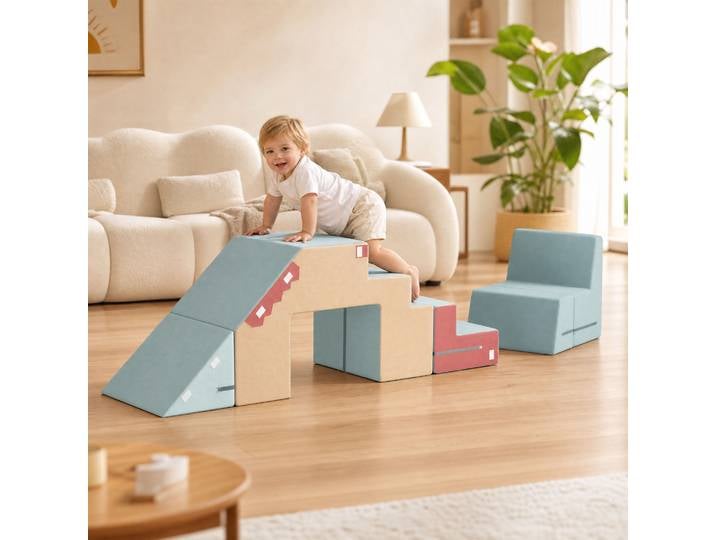 AIYAPLAY Blocs Mousse 2pcs Escalade Intérieur Housses Amovibles Bleu