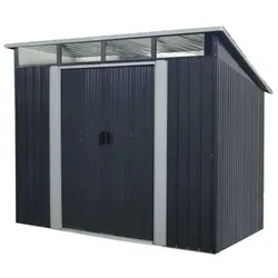 Aucune, Gartenhaus + Gartenschrank, Metallgartenhaus 4,59m2 - 2 Schiebetüren - Anthrazitgrau