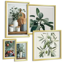 BILDER SET 5er Set - 50x50 cm & 20x30 cm & 40x60 cm Goldrahmen - Inspiration Schrei Schädel Eule