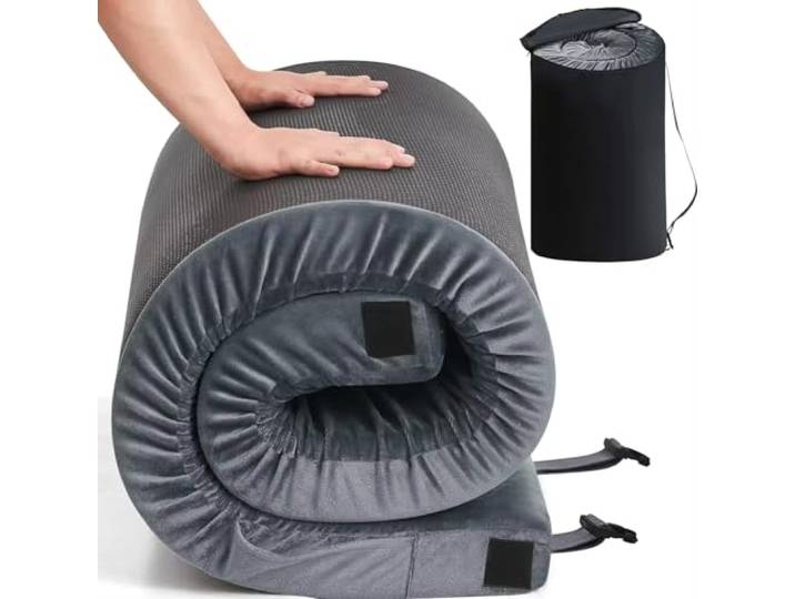 Tourtecs Rollbare Matratze Memory Foam 55 x 170 cm + Tragetasche wasserdicht RM7 grau